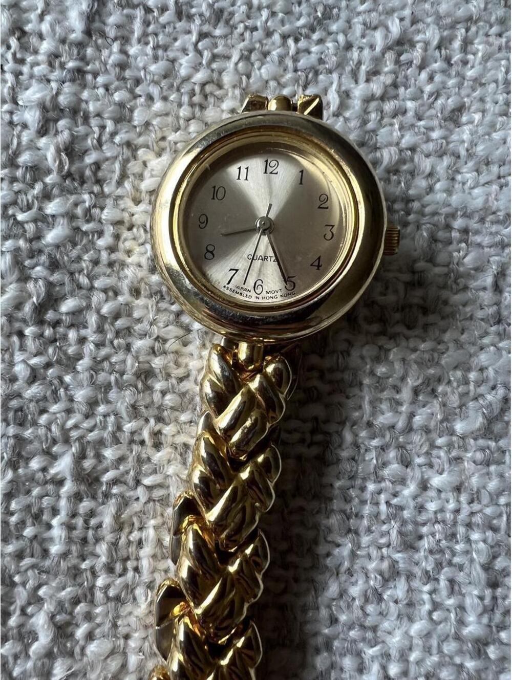 Vintage Chevron/Braided Women's Gold Tone Watch